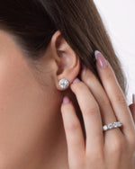 Earrings Round Halo - 2 ct