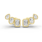 Mini tri-stone bezel earrings 0.75 ct