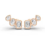 Mini tri-stone bezel earrings 0.75 ct
