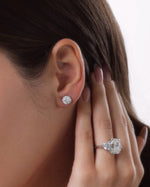 Earrings Round Halo - 1 ct