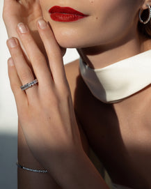 Emerald and Oval Lab Grown Diamond Eternity Band - 6 ctw