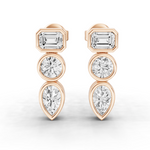 Tri stone bezel earrings - 1.5 ct