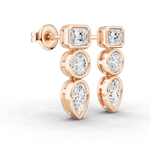 Tri stone bezel earrings - 1.5 ct