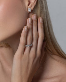 Emerald and Oval Lab Grown Diamond Eternity Band - 6 ctw