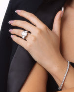 8 ctw Engagement Three Stone Lab Grown Diamond Ring with Center Radiant Diamond