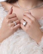 8 ctw Engagement Three Stone Lab Grown Diamond Ring with Center Radiant Diamond