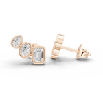 Mini tri-stone bezel earrings 0.75 ct