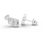 Mini tri-stone bezel earrings 0.75 ct