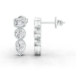Tri stone bezel earrings - 1.5 ct